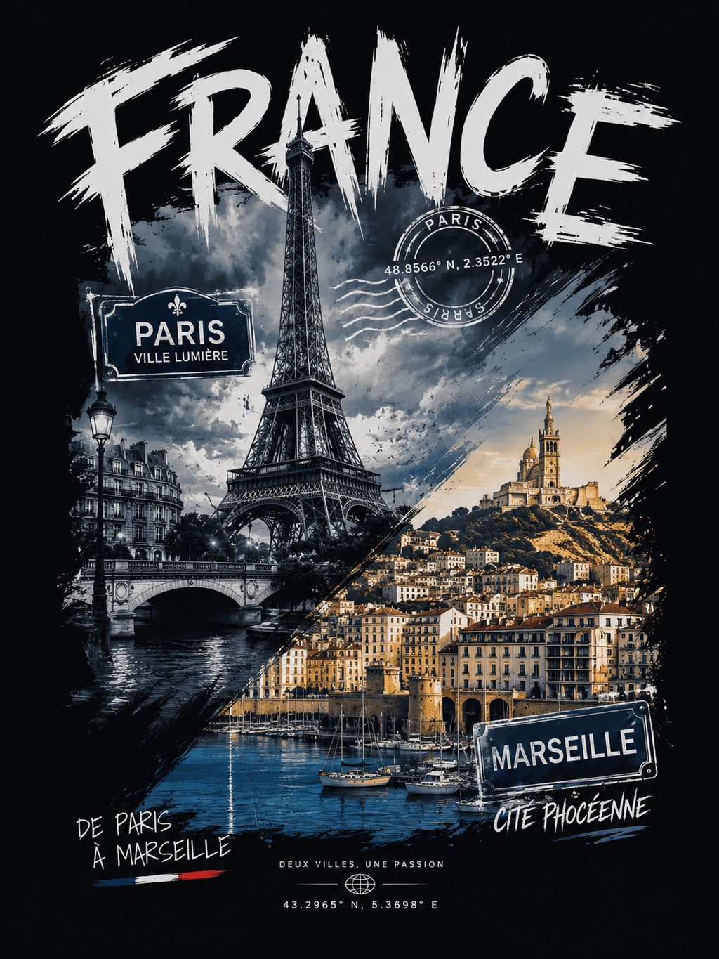 T-shirt AVERA — France : Paris & Marseille