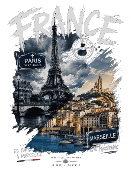 T-shirt AVERA — France : Paris & Marseille
